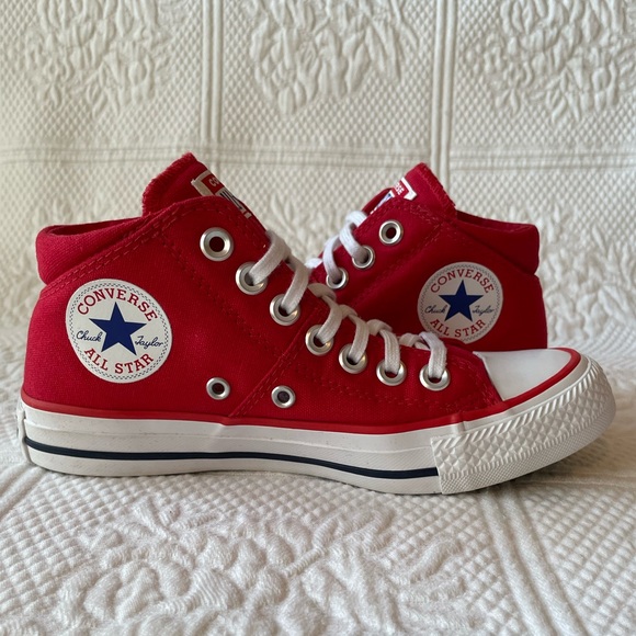 ❤️Converse❤️Chuck Taylor All Star Madison Mid-Top Sneakers Red White Valentines - Picture 7 of 11